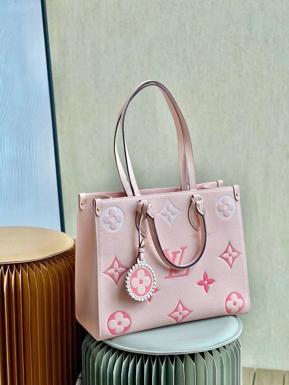 Louis Vuitton By The Pool OnTheGo MM Bag 35cm Monogram Empreinte Canvas Leather Spring/Summer Collection M45717 Rosebud