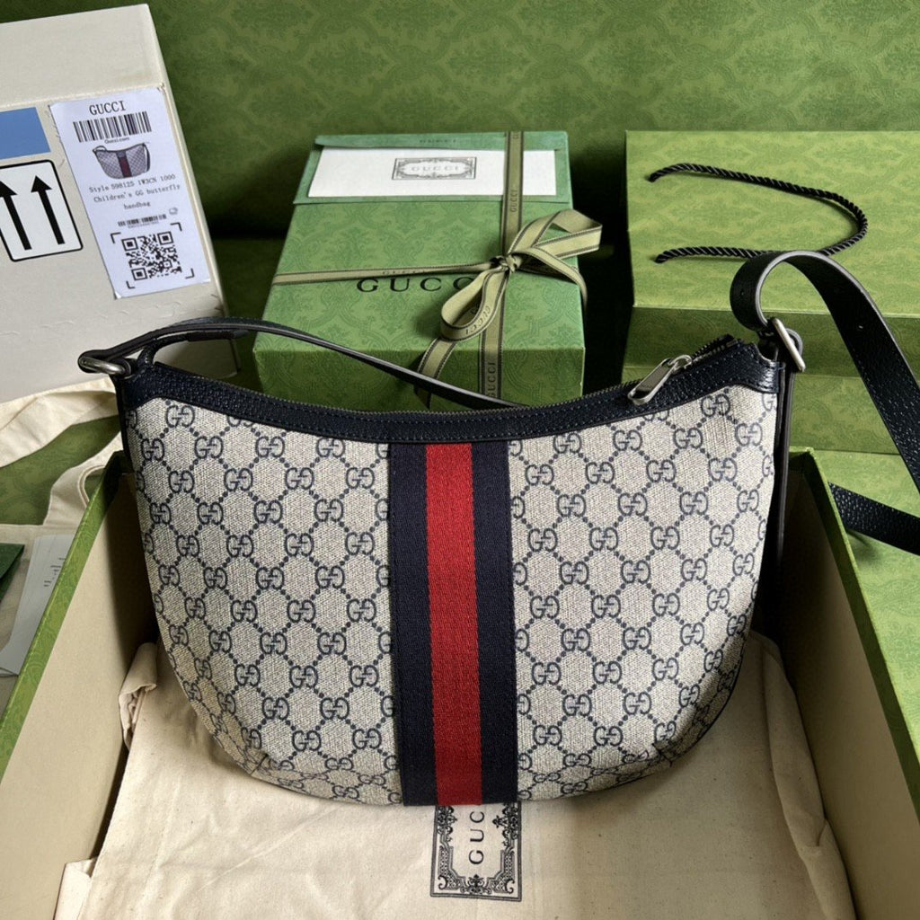 Gucci Ophidia GG Small Shoulder Bag Beige And Blue GG Supreme Canvas For Women 12in/30cm