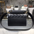 Fendi FF Embossed Kan I Bag 25cm Calfskin Leather Pre-Fall Collection, Black