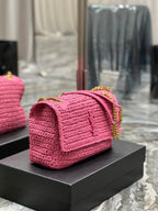 Saint Laurent Niki Medium Chain Bag In Rafia For Women 28cm Pink YSL 632539FAABR9083