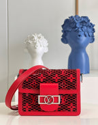 Louis Vuitton Limited Dauphine MM Bags By Nicolas Ghesquière With Monogram Lace Red For Women 25cm