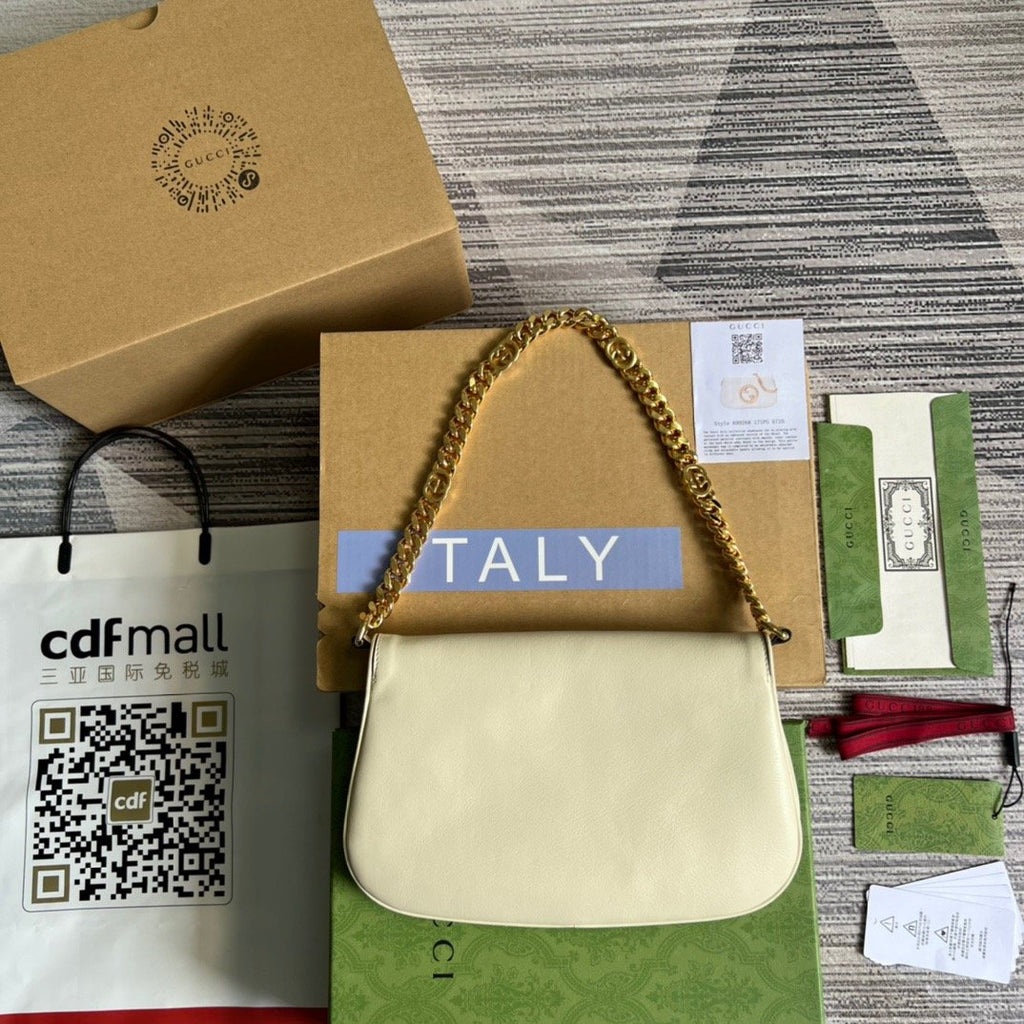 Gucci Blondie Shoulder Bag White For Women, Women’s Bags 11in/28cm