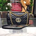 Gucci GG Marmont Small Matelassé Shoulder Bag Black For Women 10in/25cm