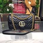 Gucci GG Marmont Small Matelassé Shoulder Bag Black For Women 10in/25cm
