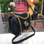 Gucci GG Marmont Small Matelassé Shoulder Bag Black For Women 10in/25cm