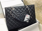 Chanel Classic Tote Bag Silver Hardware 34cm Black