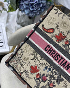 Christian Dior Multicolor Book Tote Flowers Embroidery 42cm