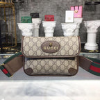 Gucci Neo Vintage Small Messenger Bag Beige/Ebony GG Supreme Canvas With Brown For Women 8.5in/22cm