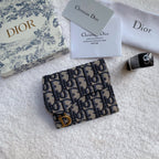 Christian Dior Saddle Flap Card Holder Black Wallet 11cm
