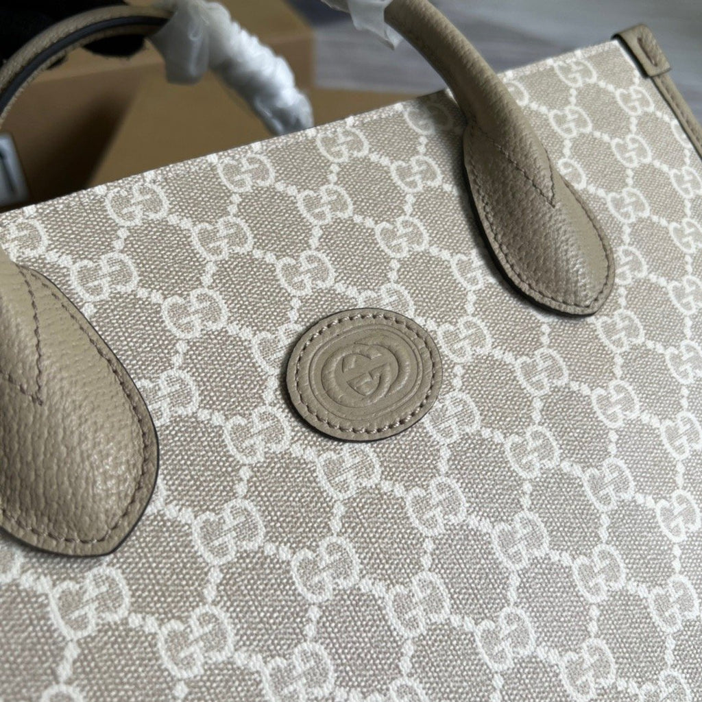 Gucci Small Tote Bag With Interlocking G Beige For Women, Women’s Bags 12.2in/31cm
