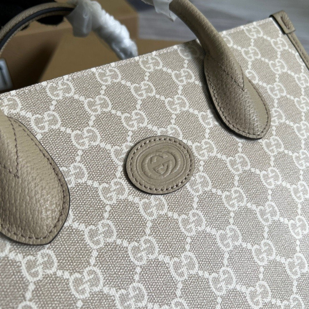 Gucci Small Tote Bag With Interlocking G Beige For Women, Women’s Bags 12.2in/31cm