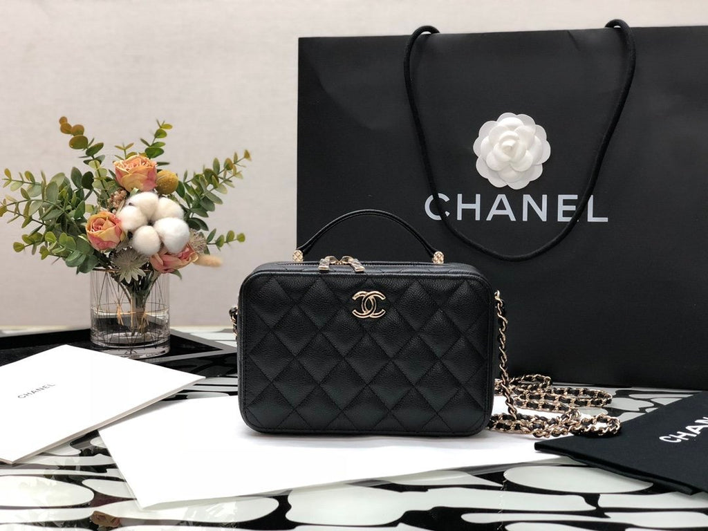 Chanel Shoulder Bag Top Handle With Chain 19cm Black