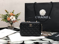 Chanel Shoulder Bag Top Handle With Chain 19cm Black