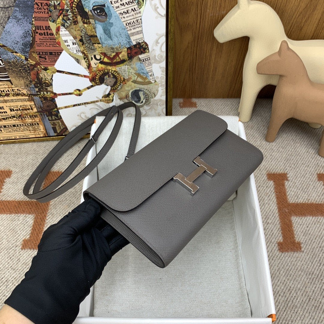 Hermes Constance Long Togo Wallet Grey, Silver Toned Hardware Bag For Women, Women’s Handbags, Shoulder Bags 8.1in/21cm