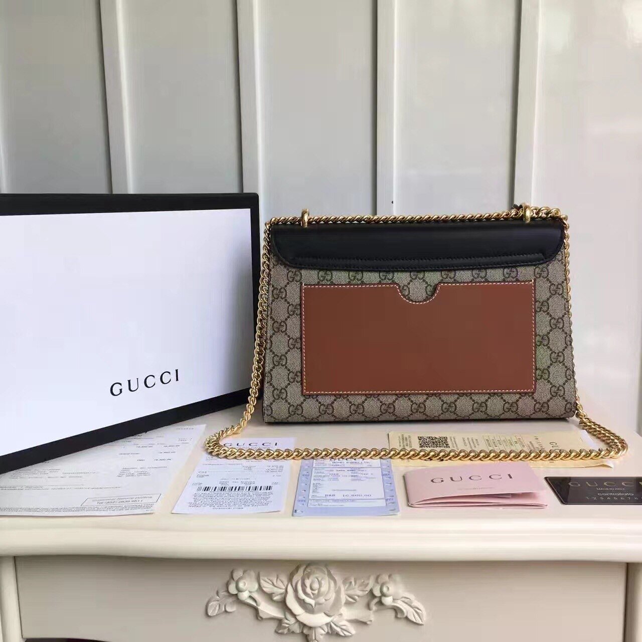Gucci Padlock Medium GG Shoulder Bag Beige/Ebony Supreme Canvas For Women, Women’s Handbags, Crossbody Bags 12in/30cm