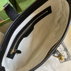 Gucci Jackie 1961 Small Shoulder Bag Black And Ivory GG Denim Jacquard For Women 11in/28cm