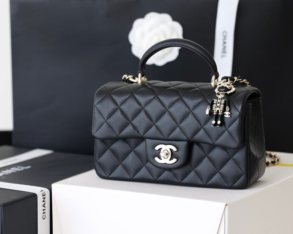 Chanel Mini Flapbag With Top Handle AS2431 20cm Black