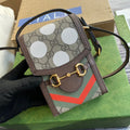 Gucci Horsebit 1955 Mini Bag Beige And Ebony GG Supreme Canvas With Geometric Print For Women 6.7in/17cm
