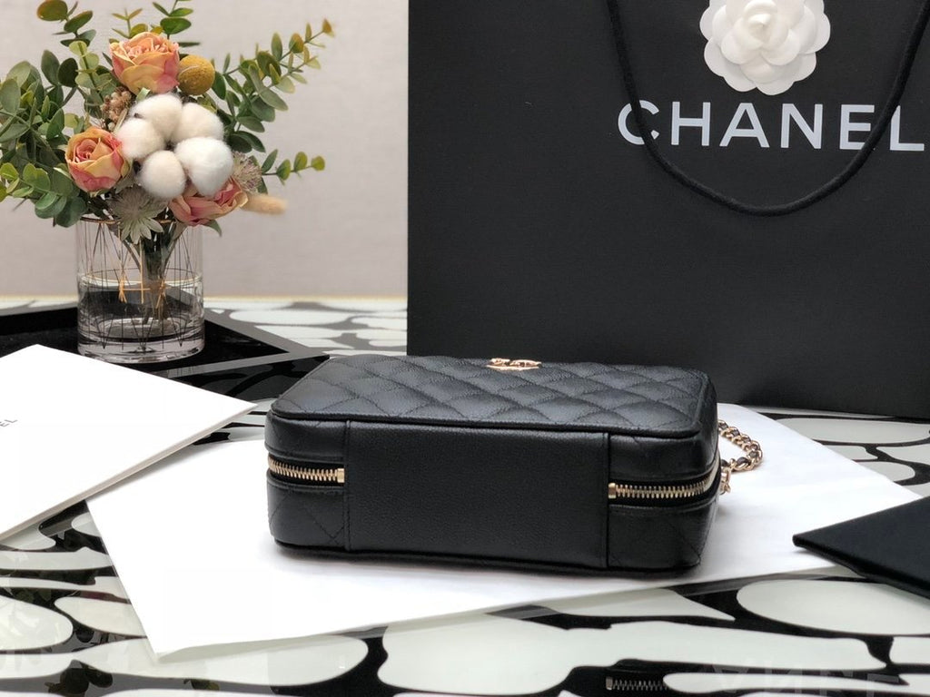 Chanel Shoulder Bag Top Handle With Chain 19cm Black