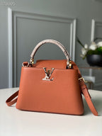 Louis Vuitton Woven Capucines Python Handle Bag 27cm Taurillon Leather Spring/Summer Collection N98388 Cognac