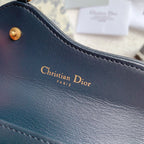Christian Dior Saddle Flap Card Holder Black Wallet 11cm