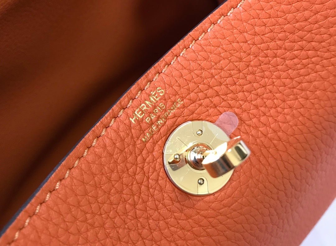 Hermes Lindy Mini Clemence Bag Orange For Women, Women’s Handbags, Shoulder And Crossbody Bags 7.5in/19cm