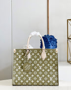 Louis Vuitton Onthego MM Tote Bag Khaki Green For Women 35cm LV M46060