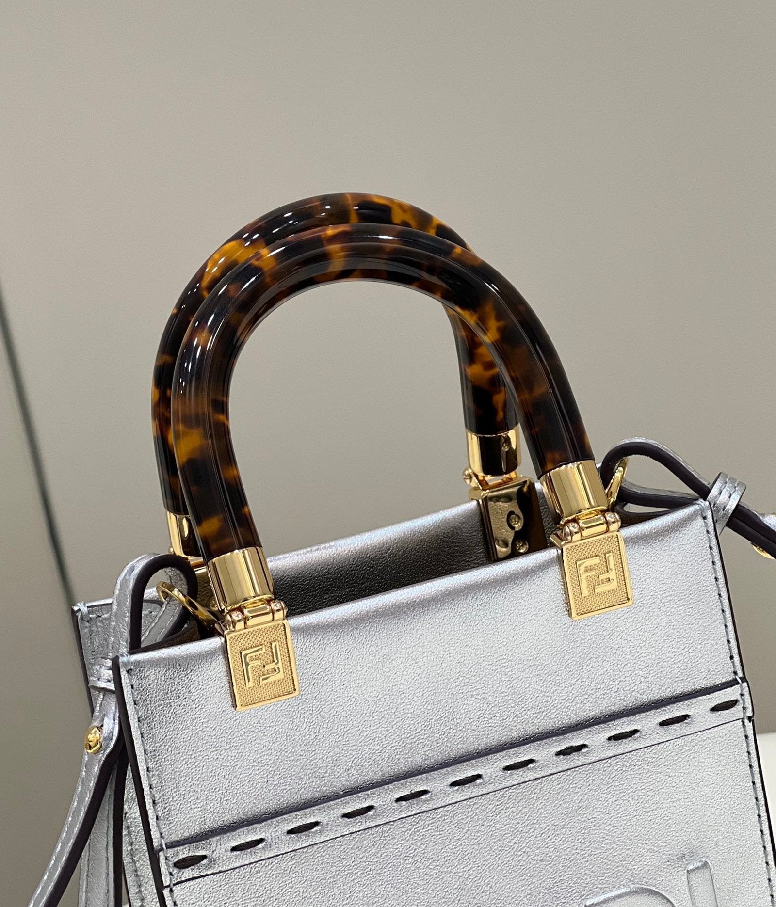 Fendi Mini Sunshine Shopper 18cm Silver