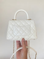 Chanel Flap Bag With Top Handle 19cm White