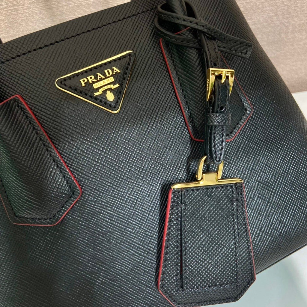 Prada Double Saffiano Mini Bag Black For Women, Women’s Bags 9.8in/25cm