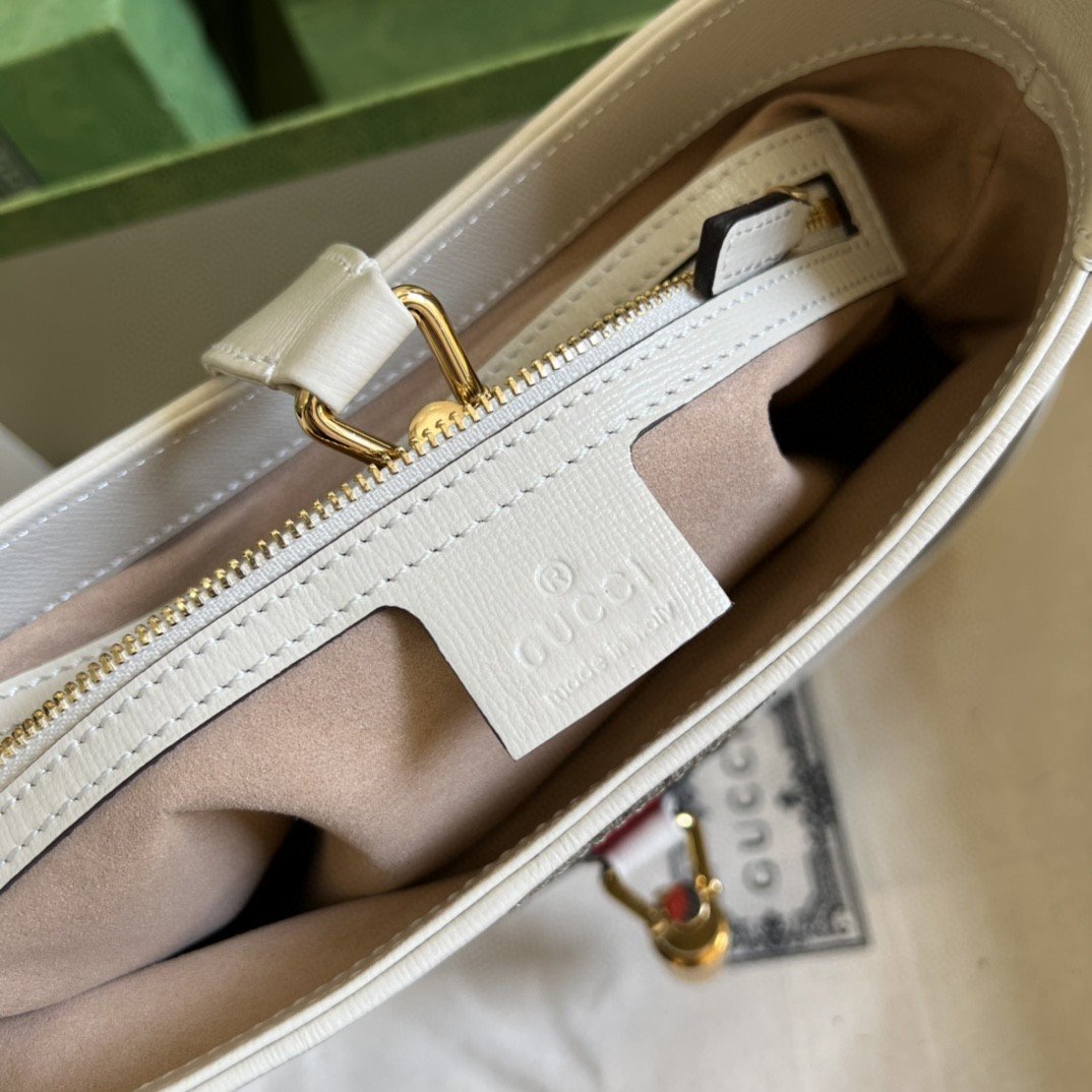 Gucci Jackie 1961 Small Shoulder Bag Beige And Ebony GG Supreme Canvas For Women 11in/28cm