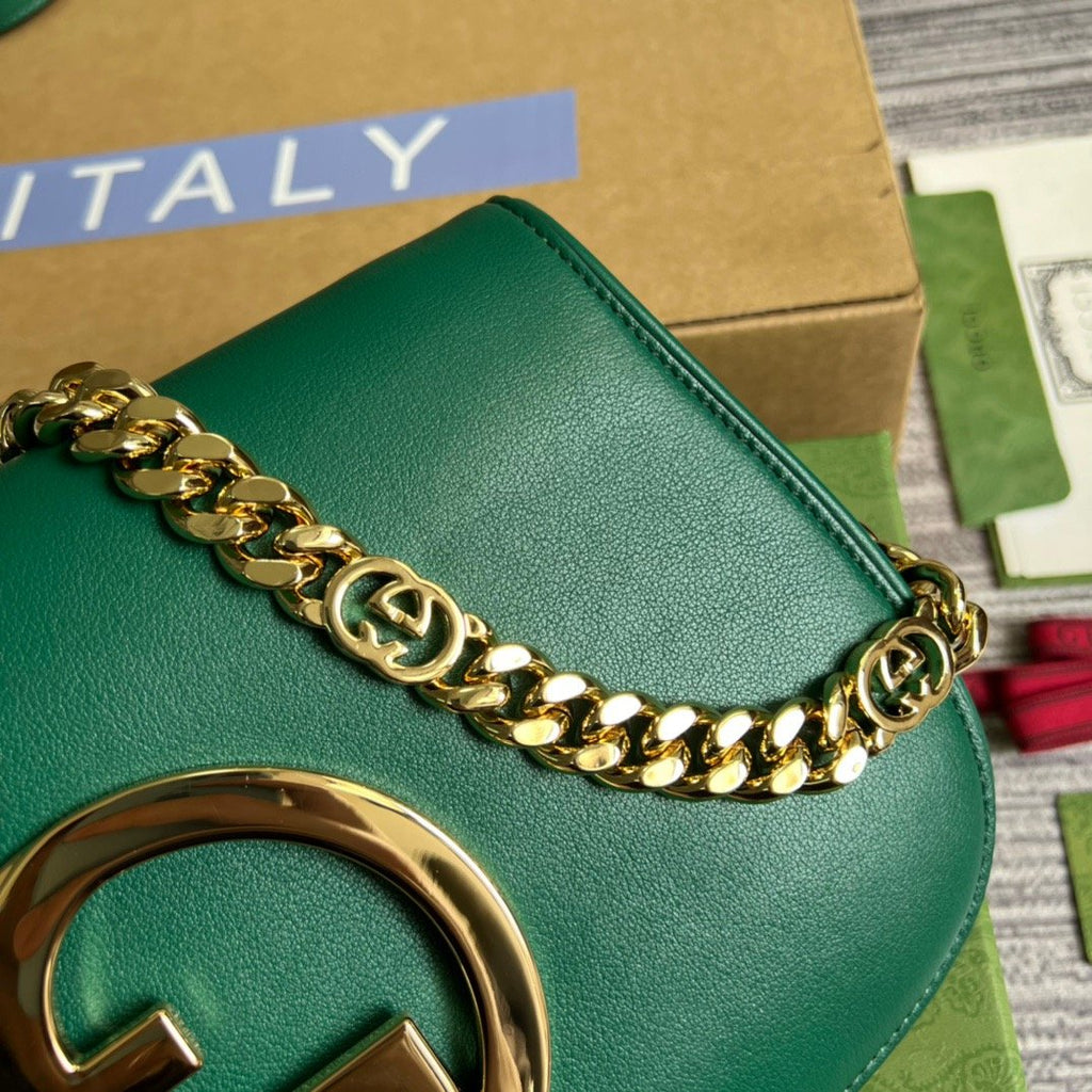 Gucci Blondie Shoulder Bag Green For Women, Women’s Bags 11in/28cm GG‎