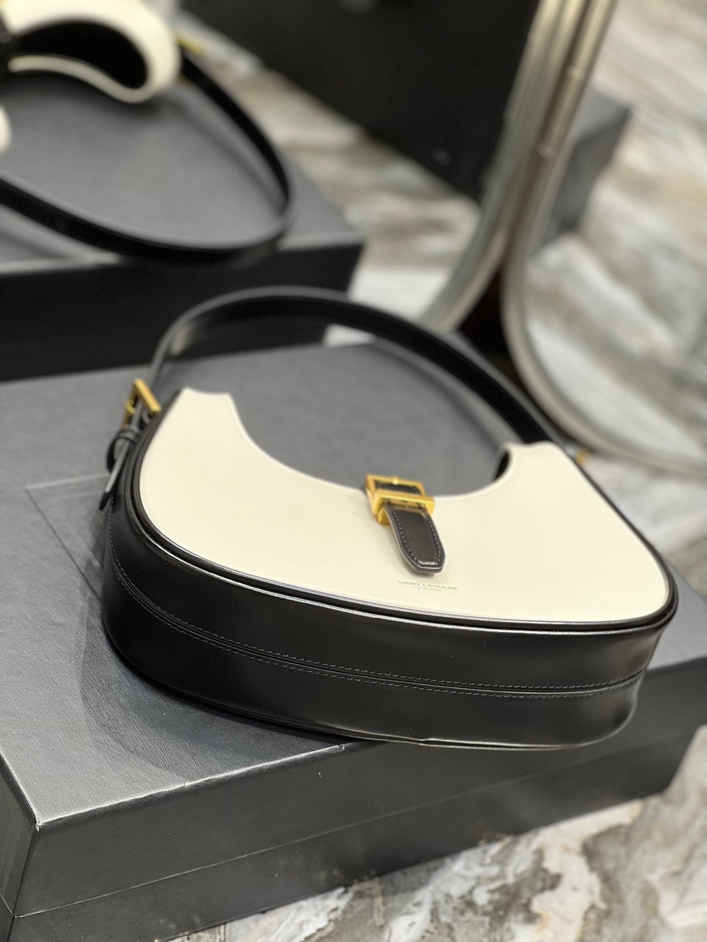Saint Laurent Le Fermoir Hobo Bag With Gold Hardware 24cm