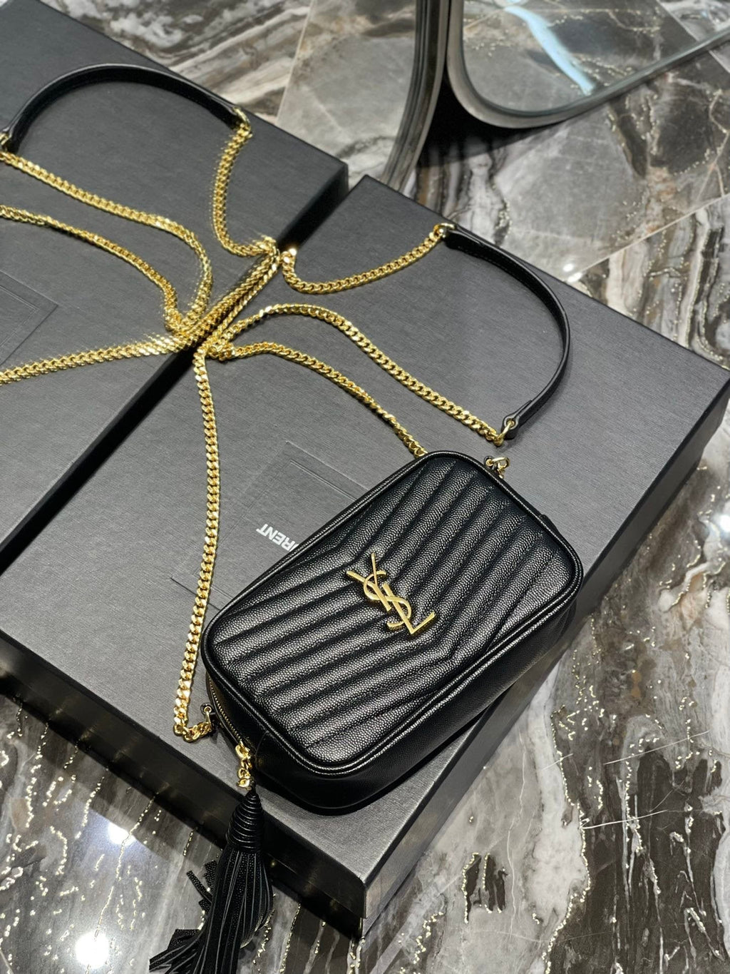 Saint Laurent Lou Mini Bag With Gold Hardware 18cm