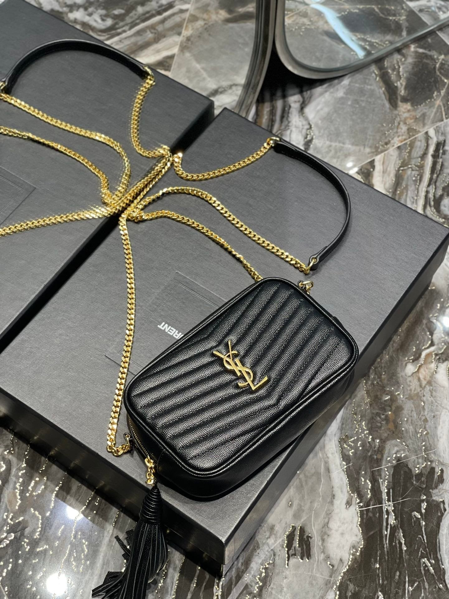 Saint Laurent Lou Mini Bag With Gold Hardware 18cm