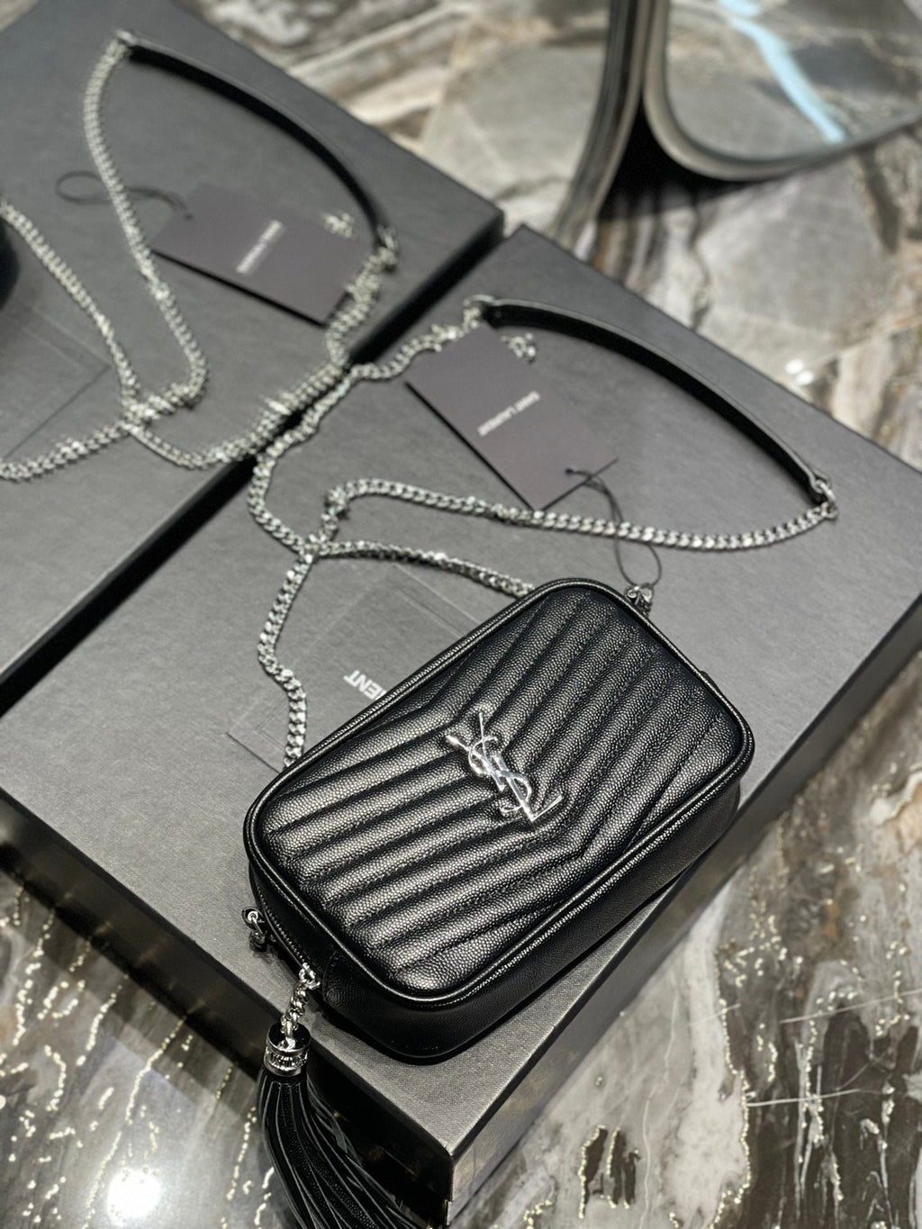 Saint Laurent Lou Mini Bag With Silver Hardware 18cm