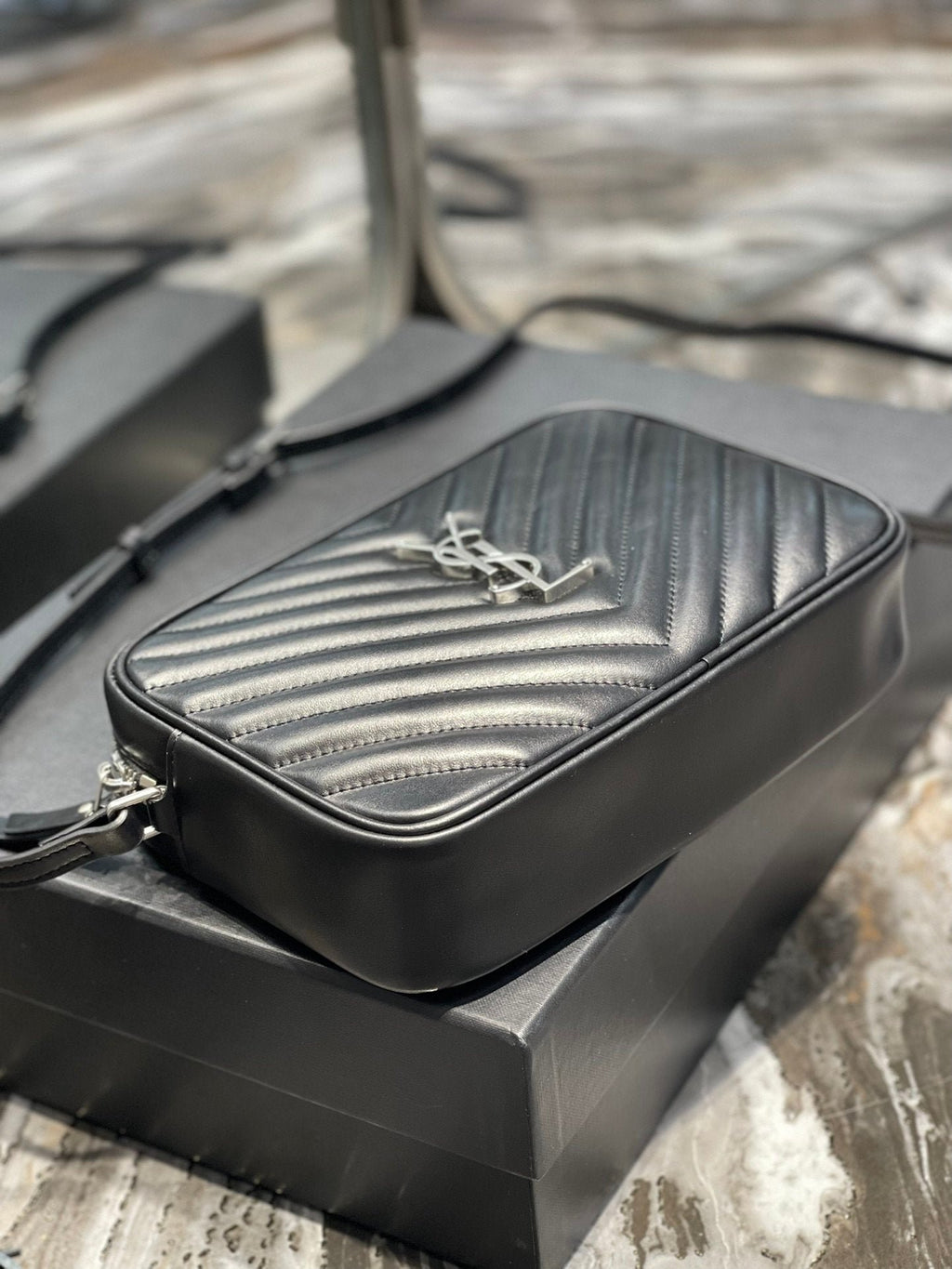 Saint Laurent Lou Camera Bag With Silver Hardware 23cm