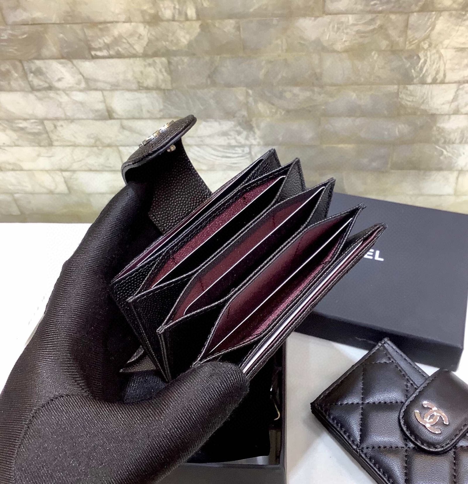CO-CO Chanel Card Holder With Silver Hardware 10cm
