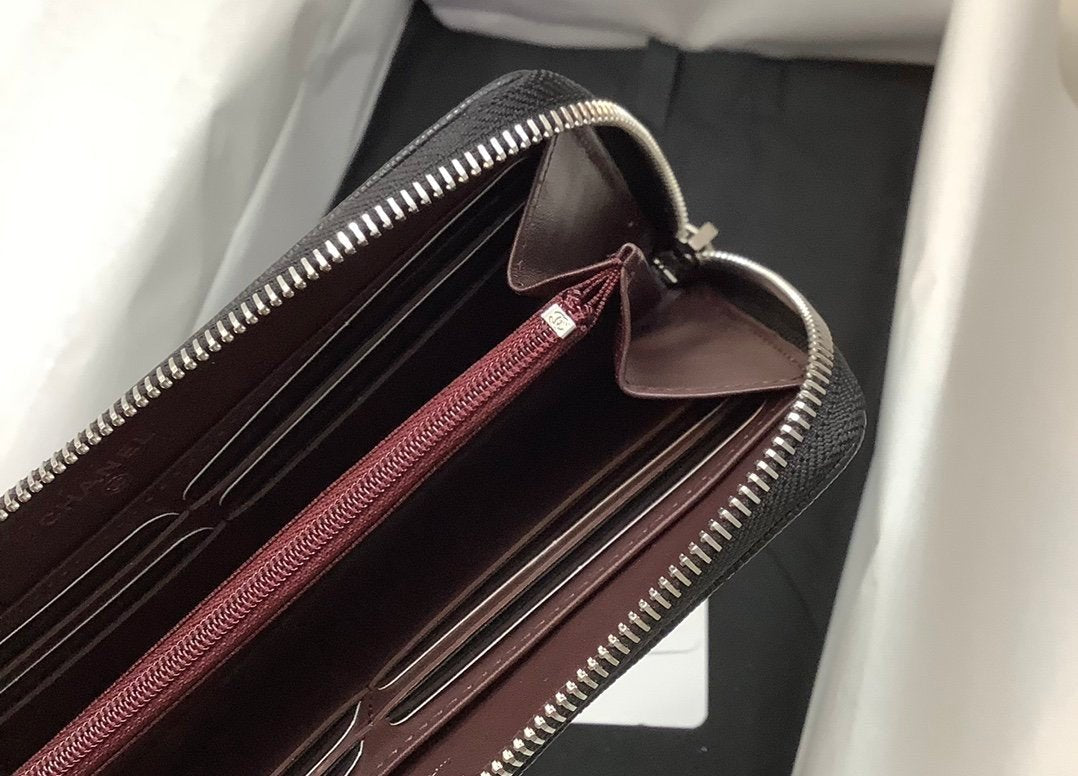 CO-CO Chanel Long Wallet With Silver Hardware 19cm