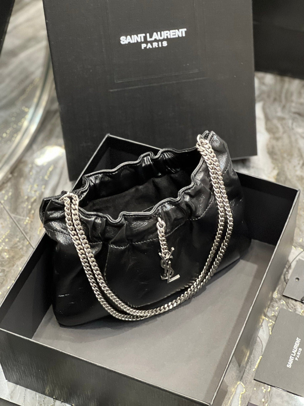Saint Laurent Paris Mini Bag With Silver Hardware 24cm