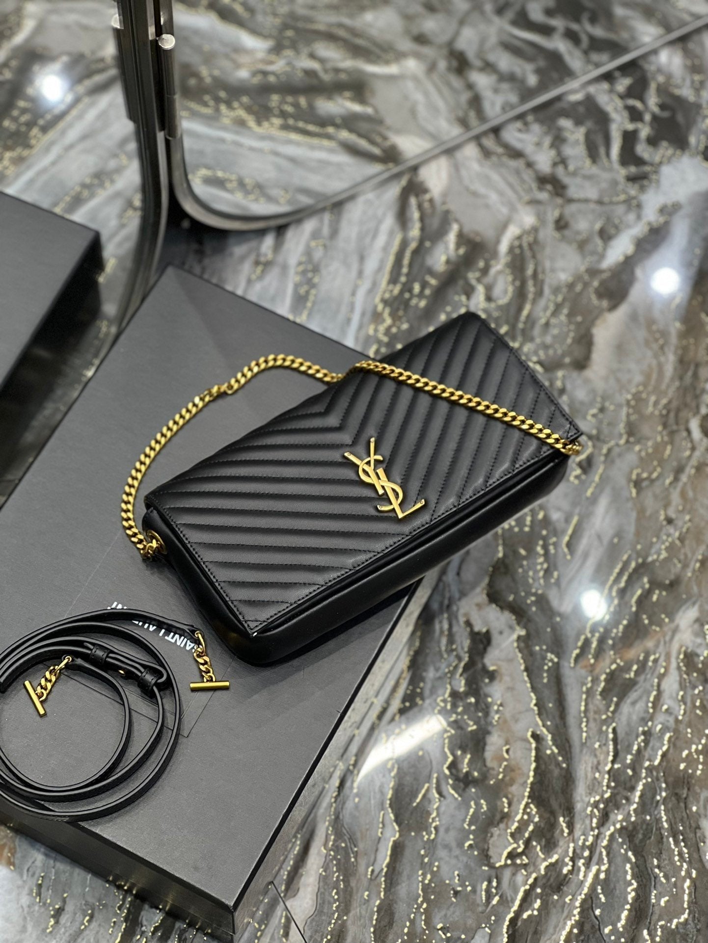 Saint Laurent Kata 99 Chain Bag With Gold Hardware 26cm