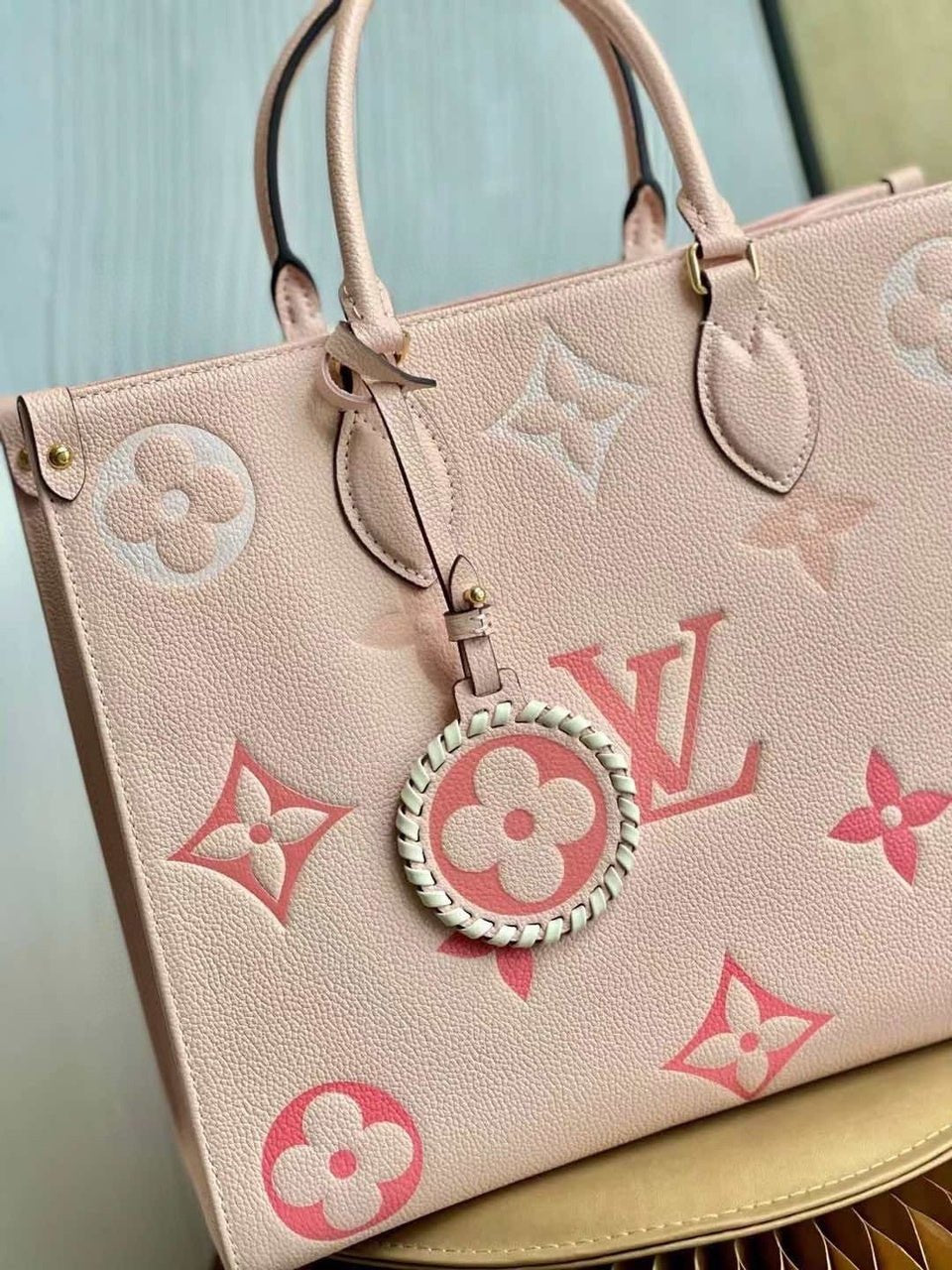 Louis Vuitton By The Pool OnTheGo MM Bag 35cm Monogram Empreinte Canvas Leather Spring/Summer Collection M45717 Rosebud