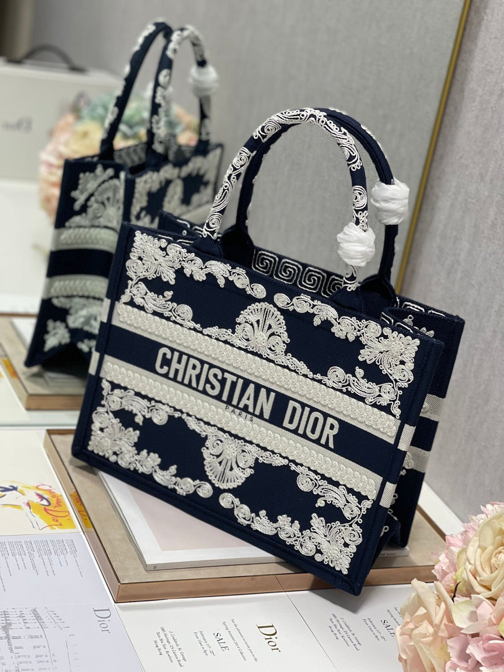 Christina Dior Medium Book Tote Bag 36cm Black