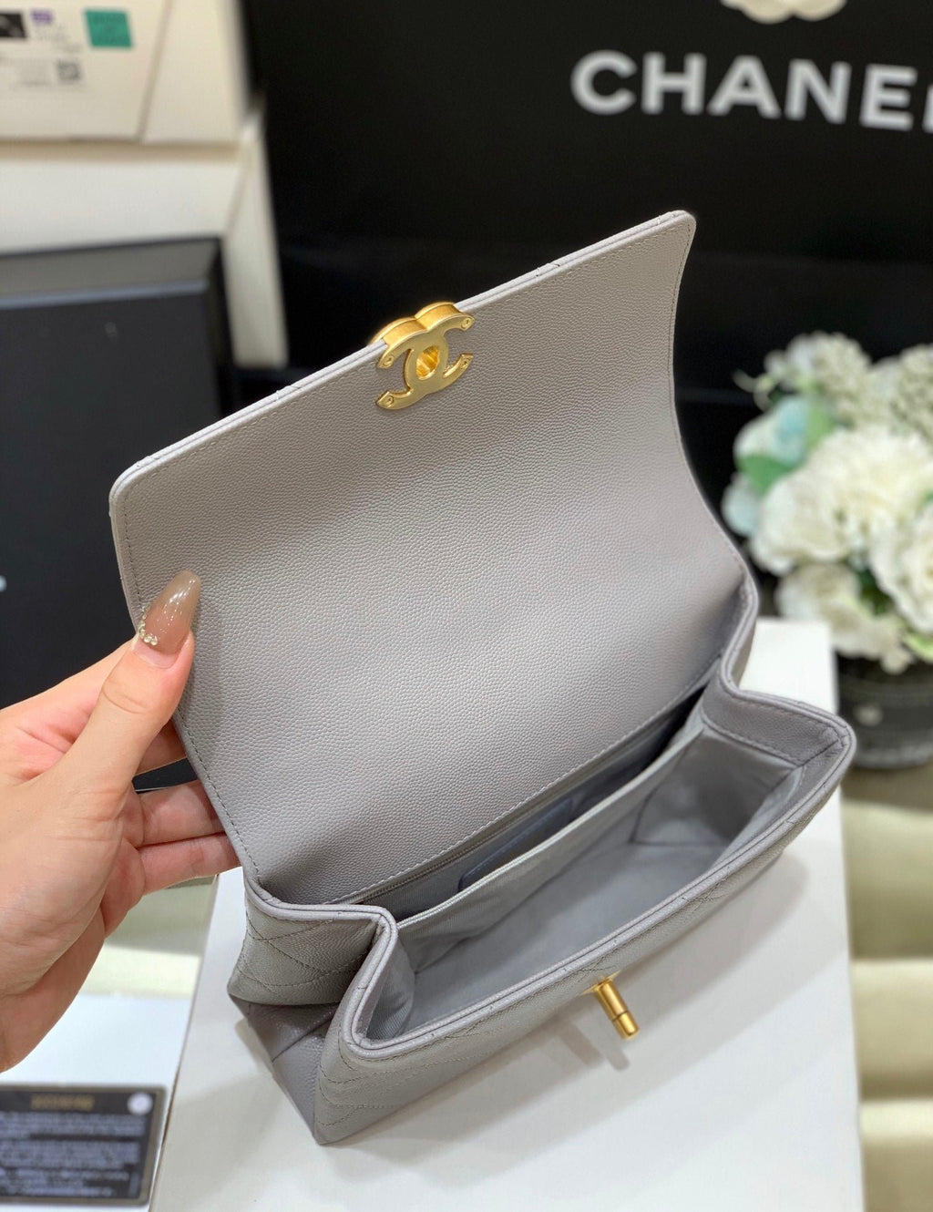 Chanel Co Co Cross Body Bag 24cm Grey
