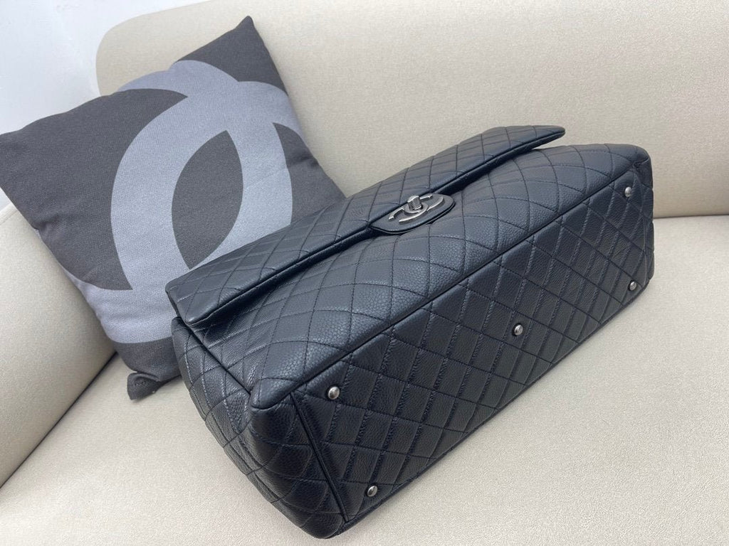 Chanel CoCo Luggage Silver Toned Hardware 46cm Black