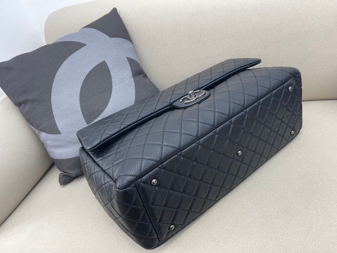 Chanel CoCo Luggage Silver Toned Hardware 46cm Black