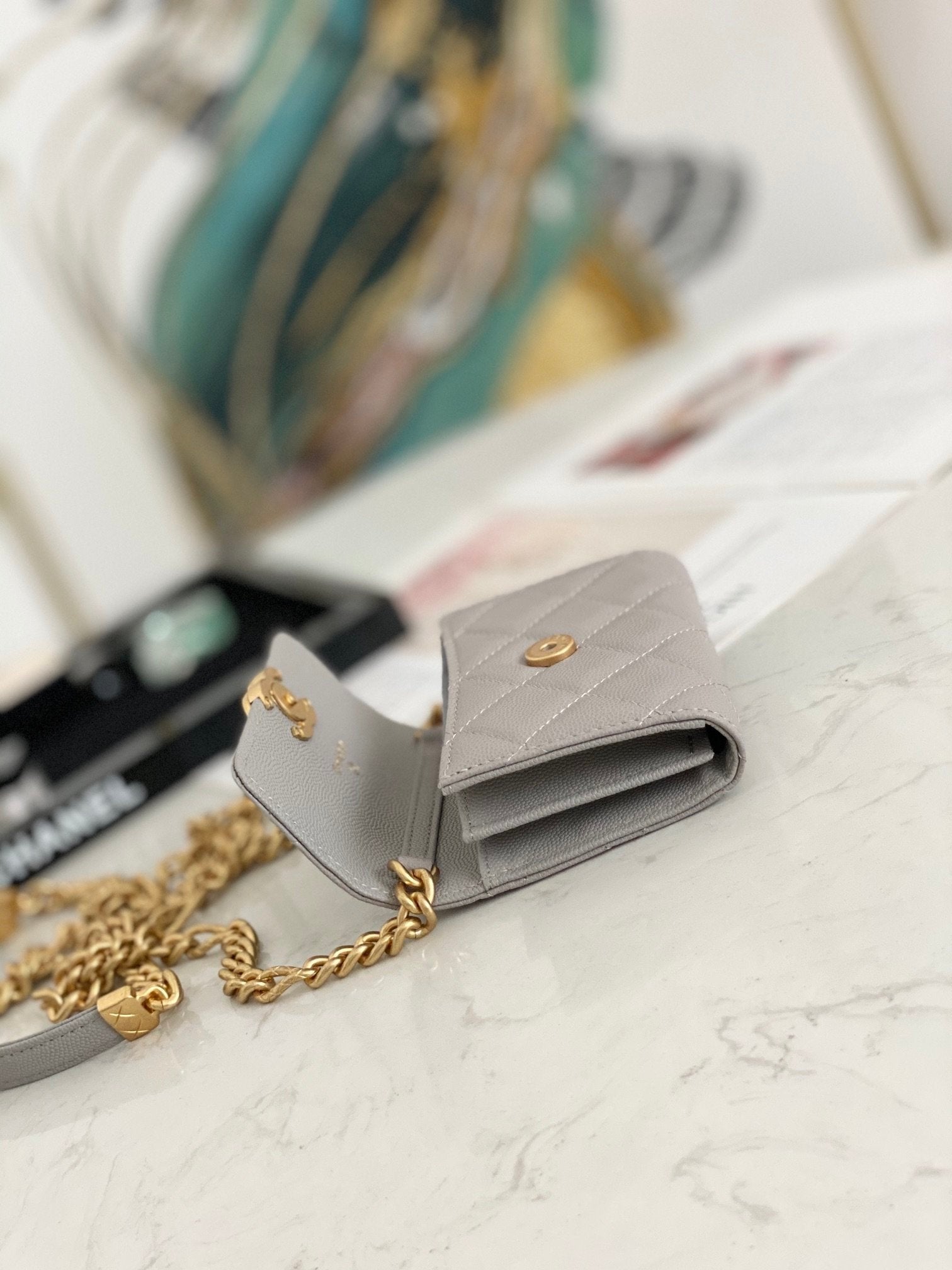 Chanel Flap Bag Mini Gold 12cm Grey