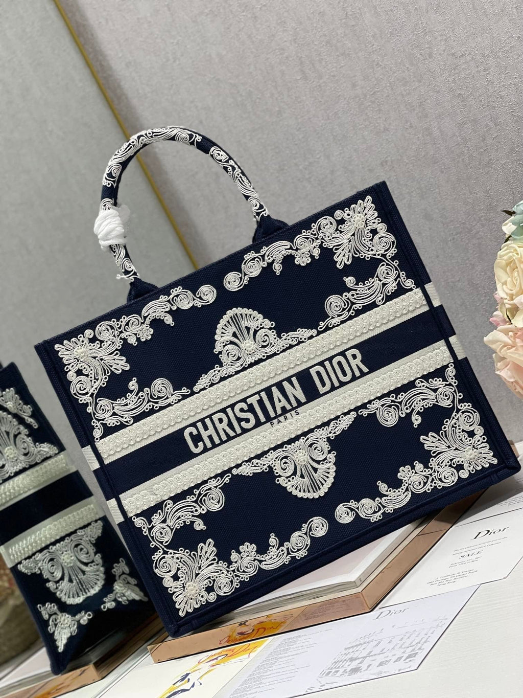 Christina Dior Book Tote Bag 41cm Black
