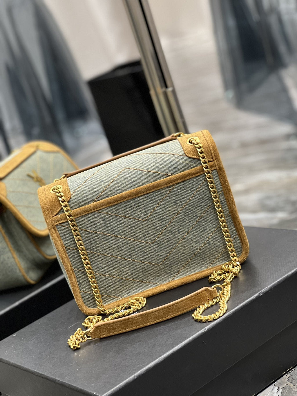 Saint Laurent Niki Mini Chain Bag In Canvas For Women 22cm YSL