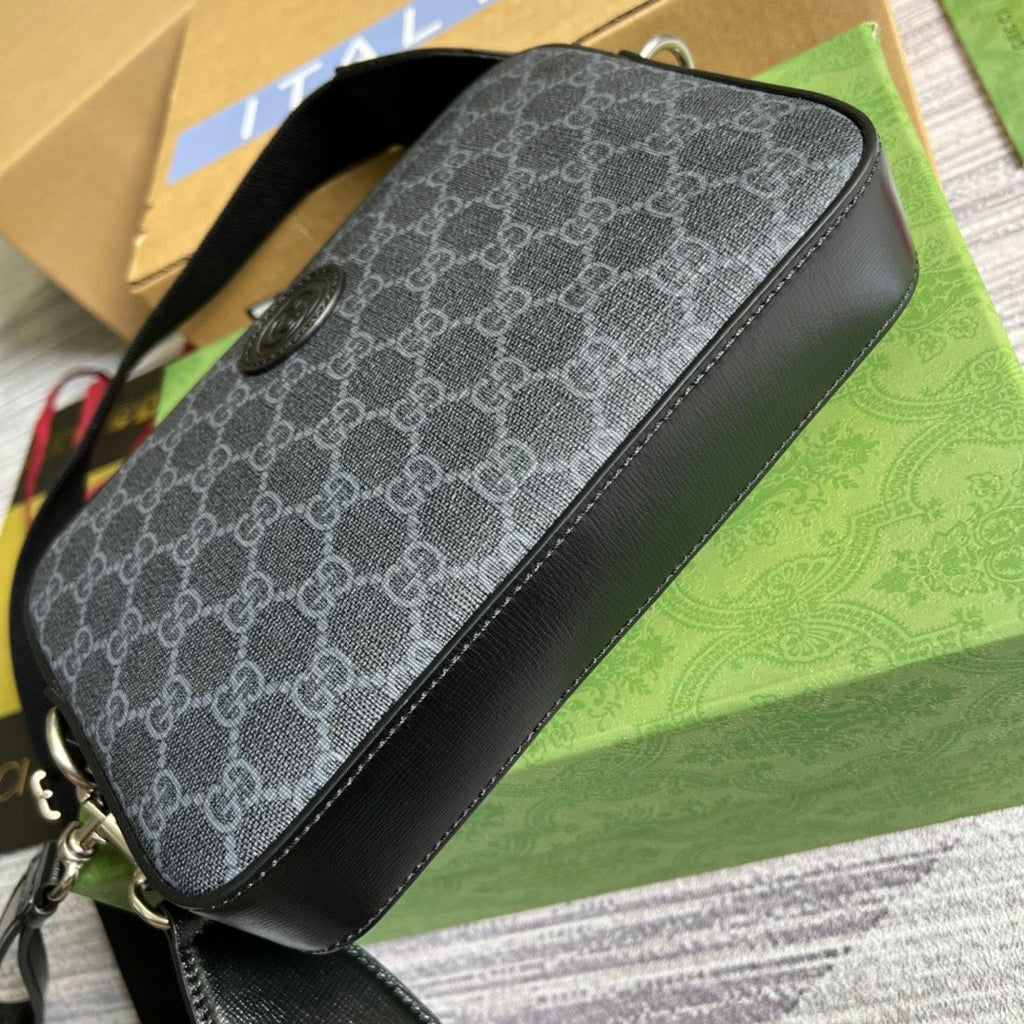 Gucci Shoulder Bag With Interlocking G Black GG Supreme Canvas For Women 9.6in/24.5cm